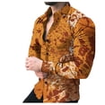 thumbnail image 1 of Camisa Hombre Camiseta informal con estampado de tinte anudado para hombre, camisa con solapa, cárdigan con botones, camisa holgada de trabajo especial (Orange, XXL), 1 of 3
