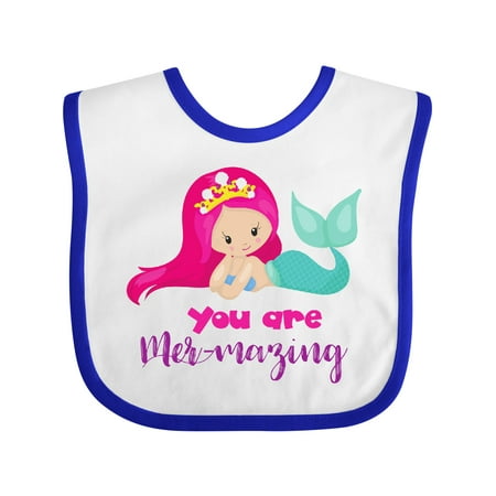 

Inktastic Cute Mermaid Pink Hair Crown You Are Mermazing Gift Baby Girl Bib