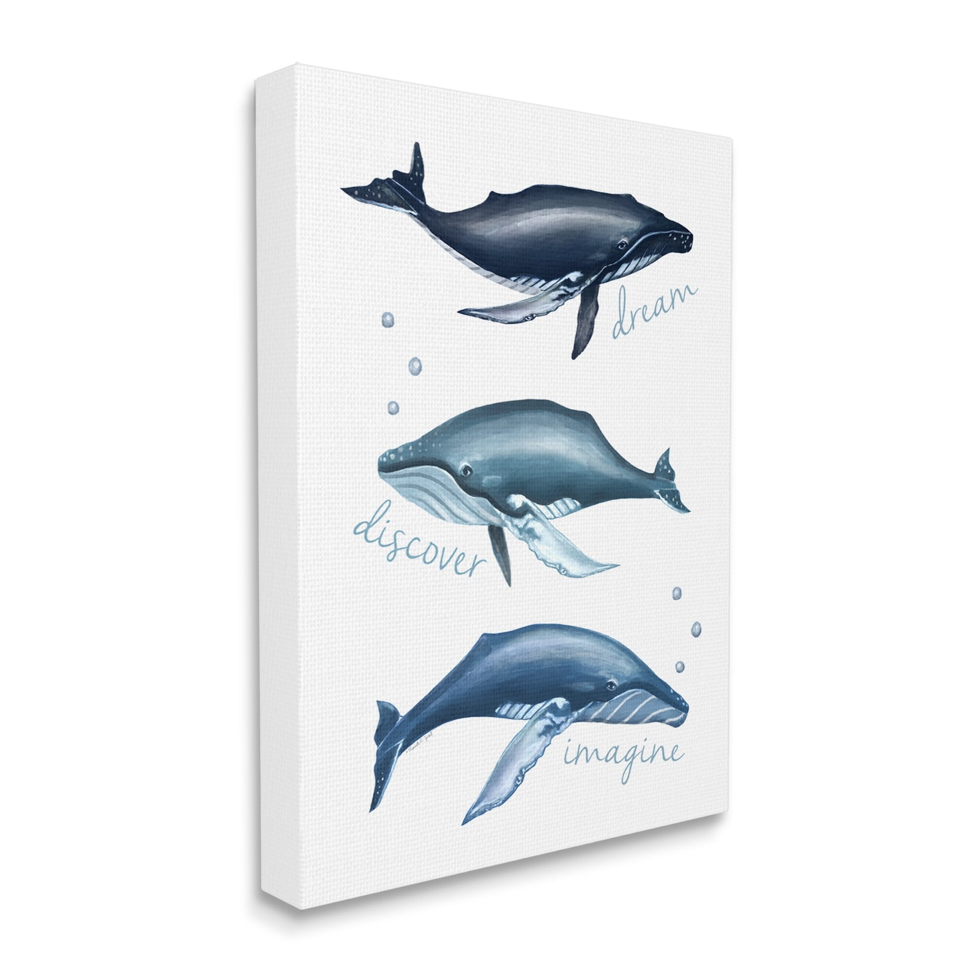 Stupell Industries Dream Discover Imagine Inspirational Typography Nautical Whales Canvas Wall Art, 16 x 20, Design by Elizabeth Tyndall