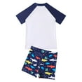 thumbnail image 3 of Baby Boy Swim Trunks Kids Boys Short Sleeve Sunsuit Swimwear Toddler 2 Piece Beach Sunscreen Swimsuit Bathing Suits for Teens White 8 Years-9 Years, 3 of 7