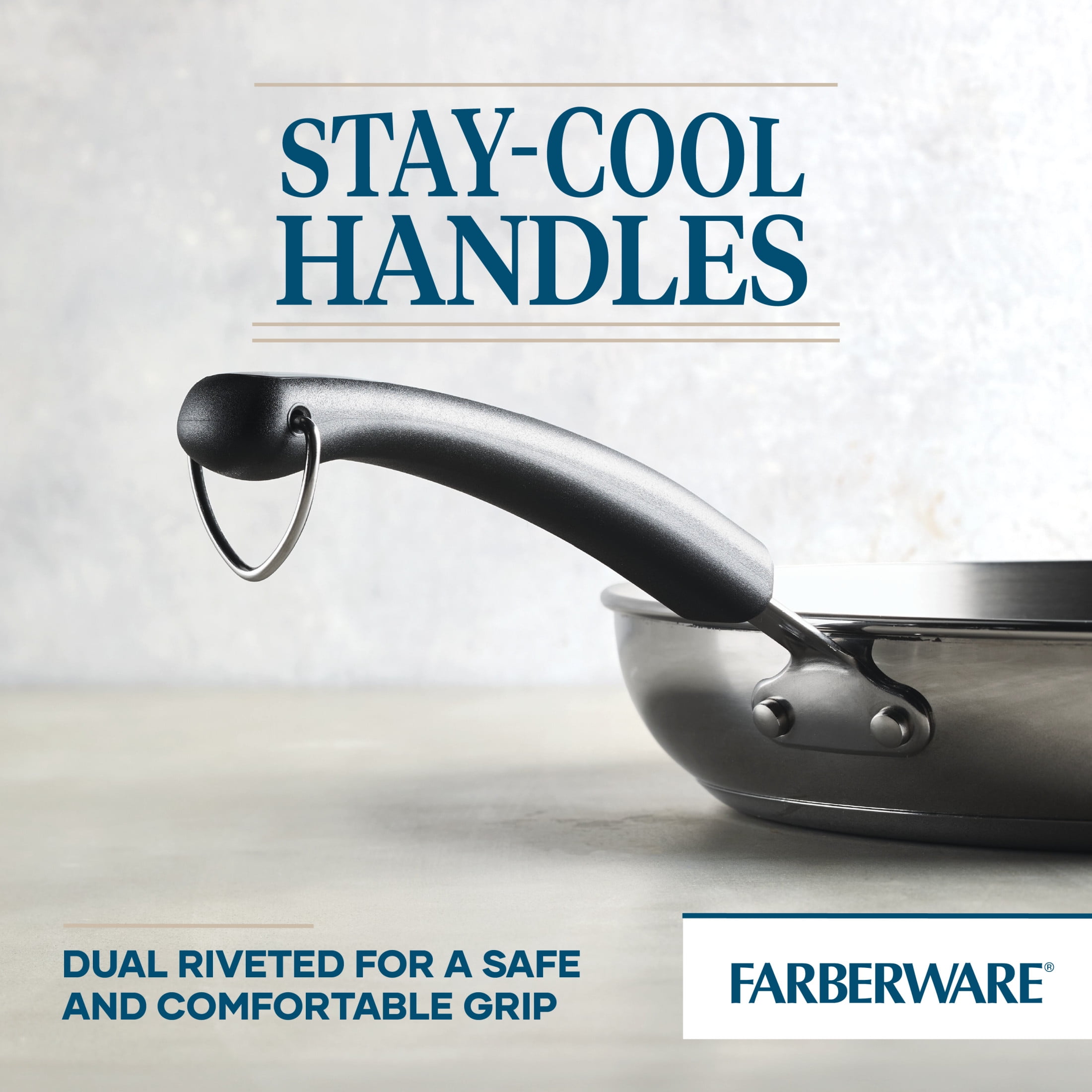 Farberware Brilliance 12.25 in Stainless Steel Frying Pan, Induction Compatible, Dishwasher Safe