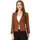 thumbnail image 1 of INSPIRE CHIC Oficina de trabajo para mujer, sin cuello, con cremallera, abrigo corto, traje, chaqueta, chaqueta cortada marrón XS, 1 of 6