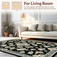 thumbnail image 2 of Flatwoven High Traffic Area Rug, Vintage Floral Medallion with Intricate Botanical Motifs, Non Slip, Stain Resistant, Washable Area Rugs for Living Room, Bedroom(Black, 2X3), 2 of 8