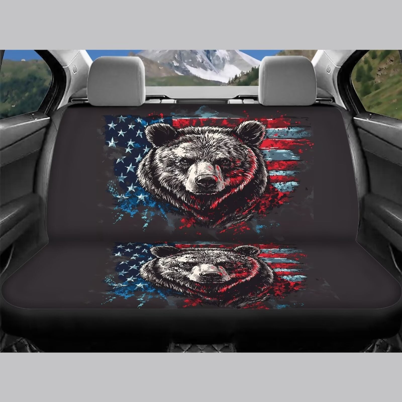 Pzuqiu Bear Head Seat Cover Sets Full Lightweight Full Wrapping Edge Seat Covers Breathable Car Seat Covers Front Seats Back Seats Easy to Install Car Interiors Fit for Most Sedans Truck