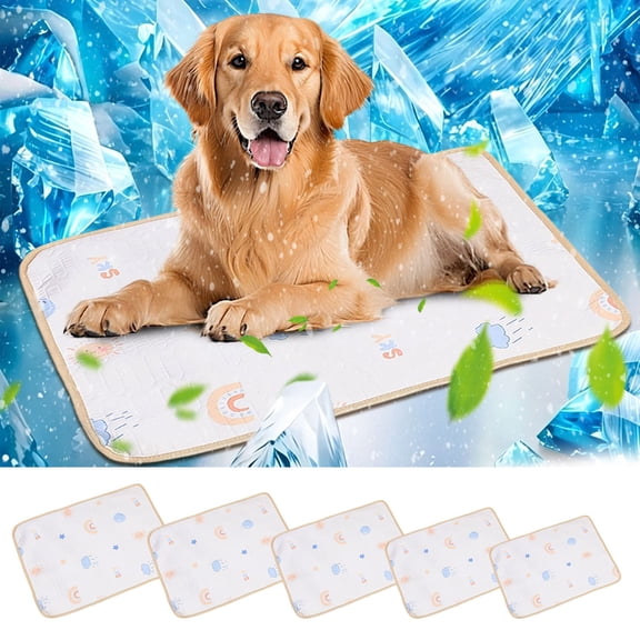 Aoznliie Cooling Mat for Dogs, Ice Silk Pet Cooling Mat for Summer, 35x28 inch Dog Cooling Pad for Floor, Orange