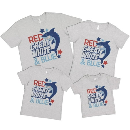 

7 ate 9 Apparel Matching Family 4th of July Shirts - Grey Great White Grey Shark Grey T-Shirt 4T
