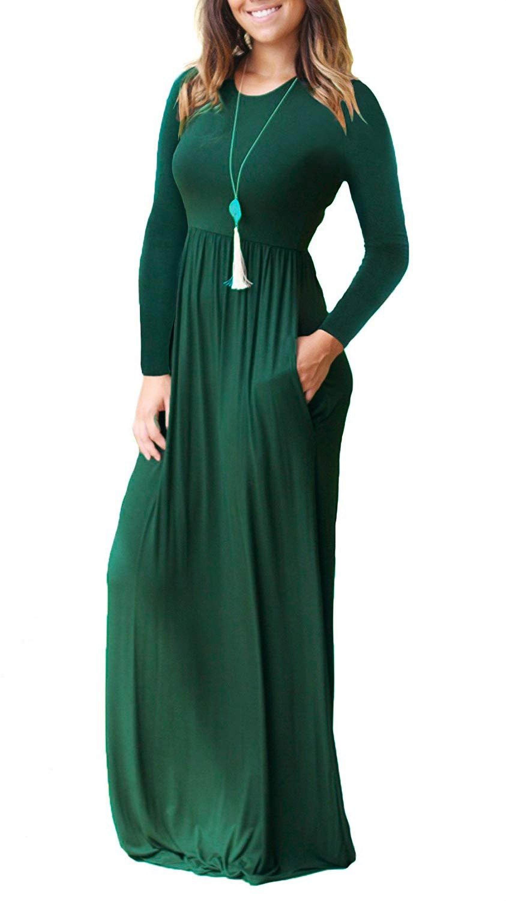 Aiyino Women's Maxi Dresses Long Sleeve Casual Long Dresses Loose with ...