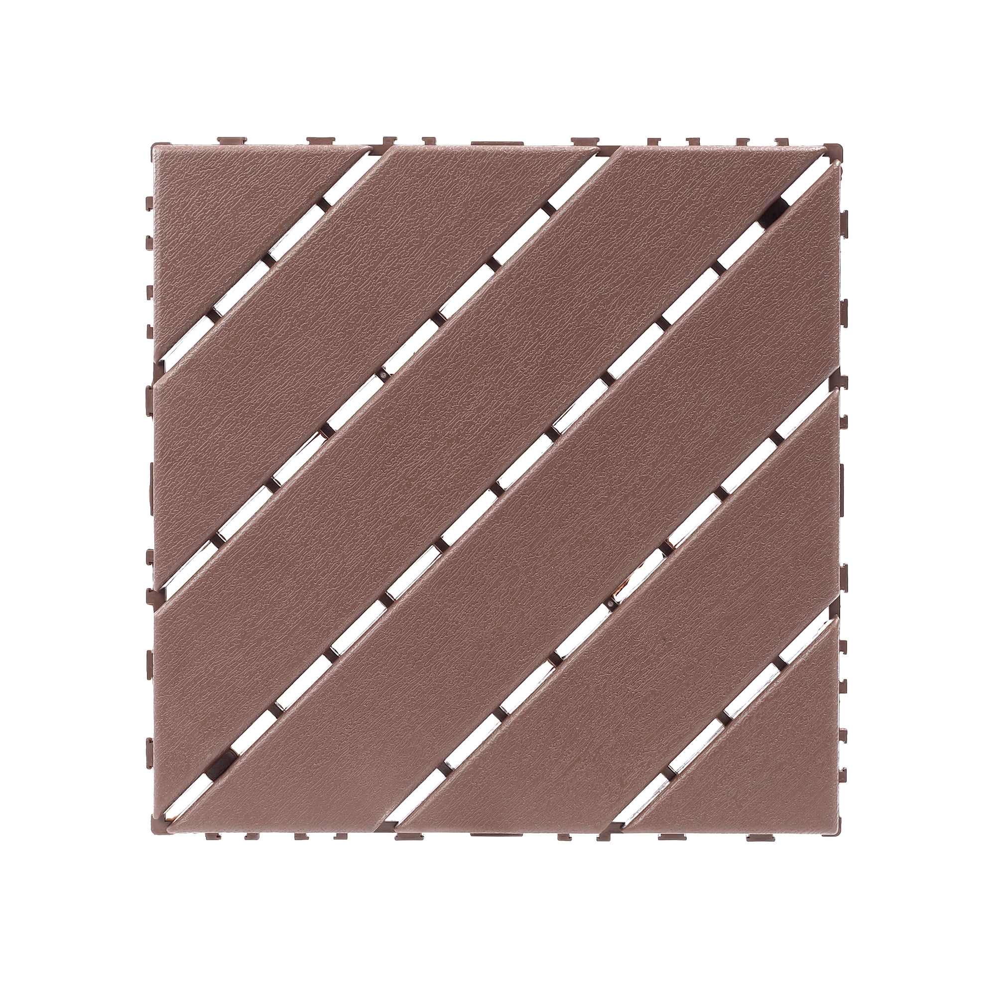 44 Pack Brown Plastic Interlocking Deck Tiles 12"x12", Waterproof All-Weather Flooring for Patio, Pool Deck, Balcony & Bathroom