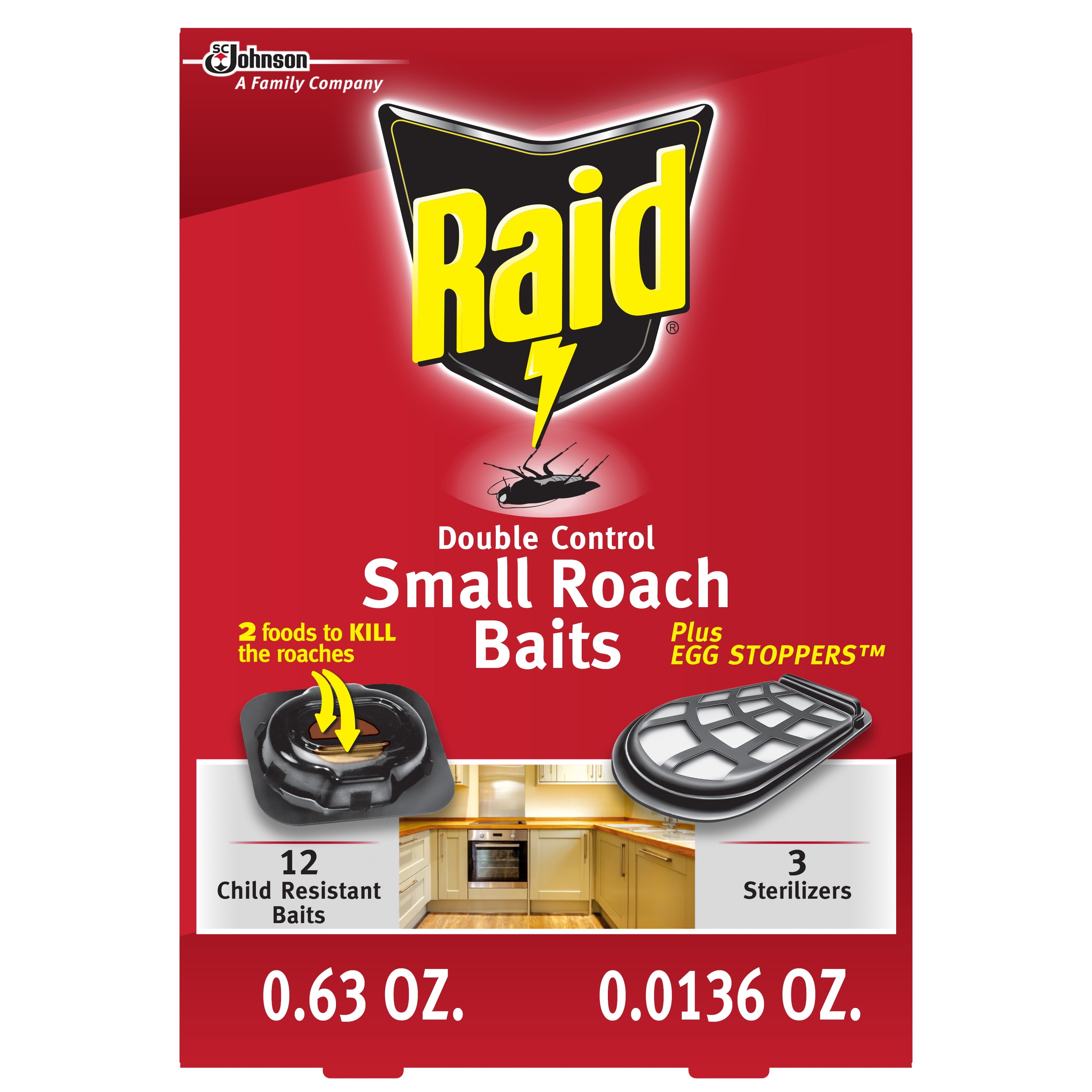 Raid Double Control Small Roach Baits Plus Egg Stoppers, 12 ct + 3 ct