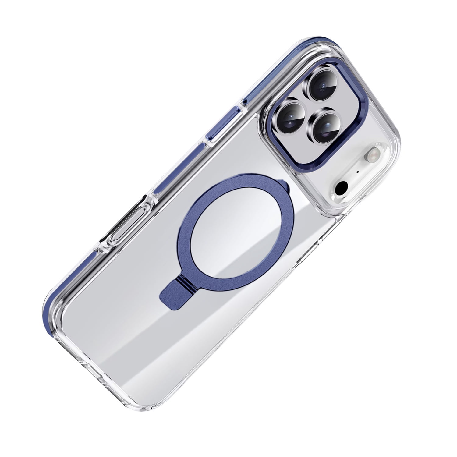 Transparent Magnetic Stand Cover for iPhone 17 Pro Max - Blue
