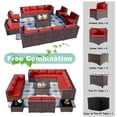 thumbnail image 2 of ALAULM 15 Piece Outdoor Patio Furniture Set with Gas Fire Pit Table Patio Furniture Sectional Sofa w/43in Propane Fire Pit, 55,000 BTU Auto-Ignition Firepit w/Glass Wind Guard, Red, 2 of 7
