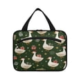 thumbnail image 2 of Travel Hanging Toiletry Bag with 4 Zipped Compartments Waterproof Makeup Accessories Spacious Cosmetic Bag Cartoon Geese Carrying Presents Large, 2 of 9