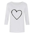 thumbnail image 3 of XUNKUSGA Tops for Women Cute Love Heart 3/4 Sleeve Womens T Shirts Lightweight Breathable Crewneck Valentine's Shirts for Women Soft Skin-Friendly Blouses for Women S-5XL White, 3 of 4