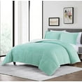 thumbnail image 2 of Chezmoi Collection Ultra-Soft Micromink Sherpa King Size Comforter Set with 2 Pillow Shams, Reversible Plush Bedding Comforter 3-Piece, Aqua, 2 of 9