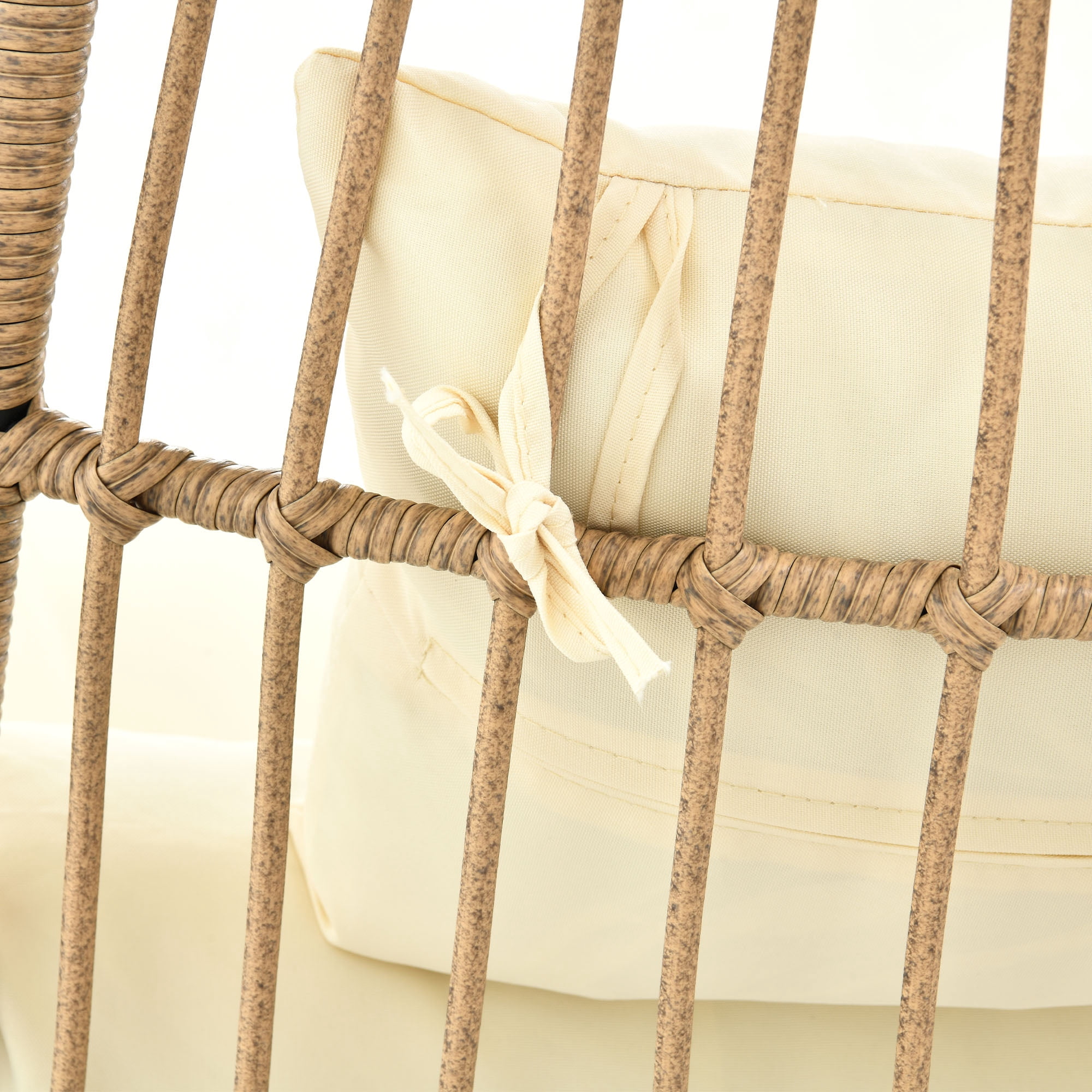 Uforic Outdoor Wicker Egg Chair with Cushion,Patio Wicker Basket Chair with Stand,Cocoon Chair - Beige