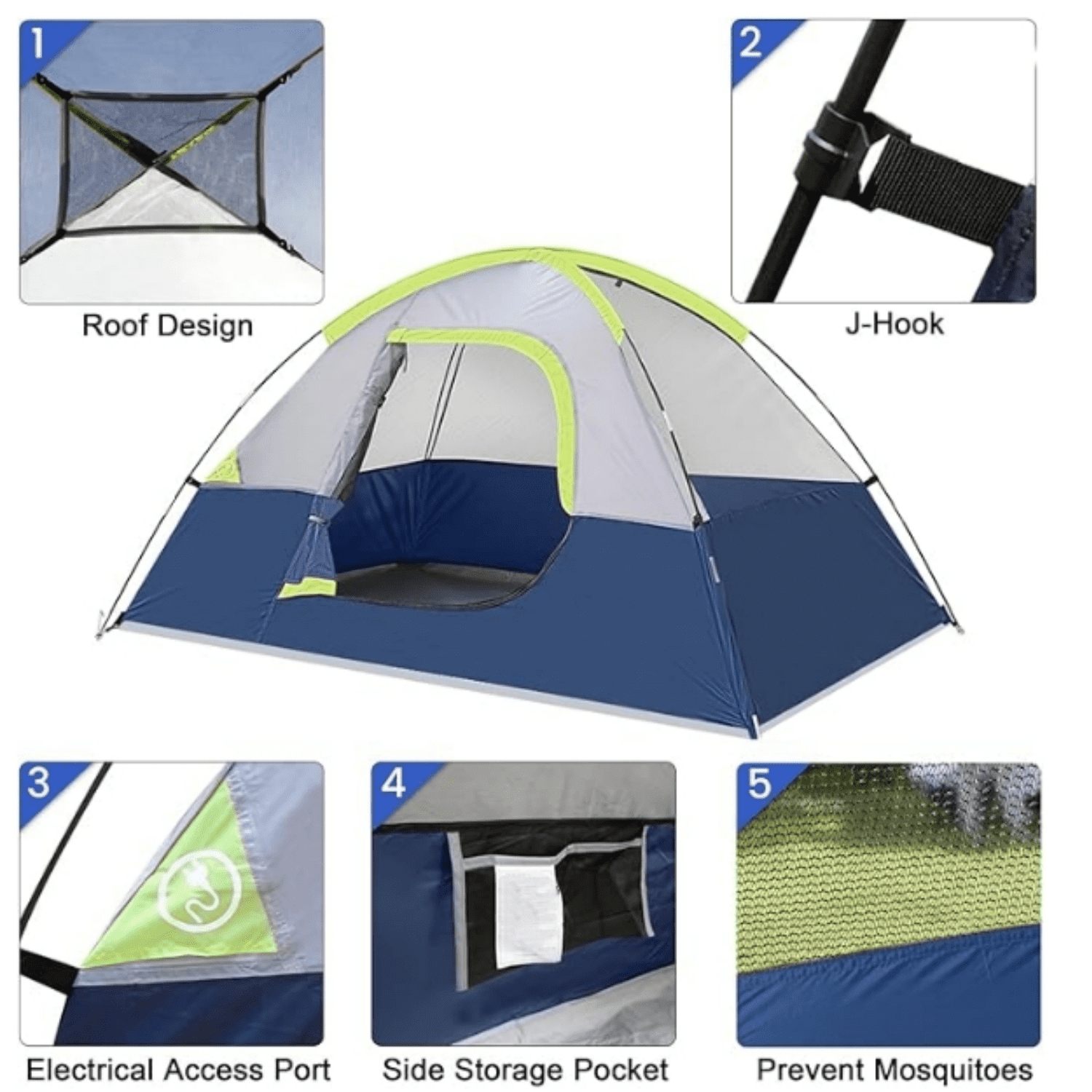 Camping Tent 2 Person, Waterproof Windproof Tent with Rainfly Easy Set up-Portable Dome Tents for Camping…