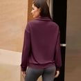 thumbnail image 4 of quarter zip pullover women Knitted Long Sleeve tunic Sweatshirt oversized mockneck sweatshirt Fall Fashion Outfits 2025 Purple L, 4 of 8