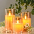 thumbnail image 3 of Cimetech Flickering Flameless Candles Set of 3, 3D Wick Acrylic Electric Fake Candles,Battery Operated with Remote and Timer-Gold 4''x5''x6'', 3 of 7