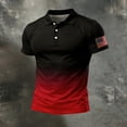 thumbnail image 4 of Men's US 250th Anniversary Gradient Polo Shirt with American Flag Patch and Short Sleeve Turn-Down Collar Featuring Quick Dry Fabric Black L, 4 of 4