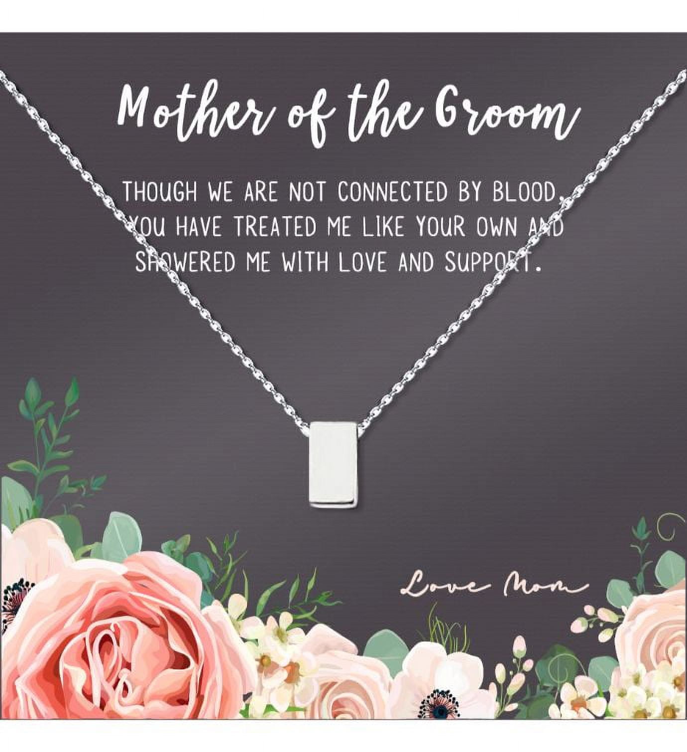Silver Mother's Day Necklace for Mom, Mother of the Groom Gift, Wedding Day Gift, Wedding Gift for Mother of the Groom, Necklace and Card Jewelry Gift Box [Silver, No-Personalized Card]