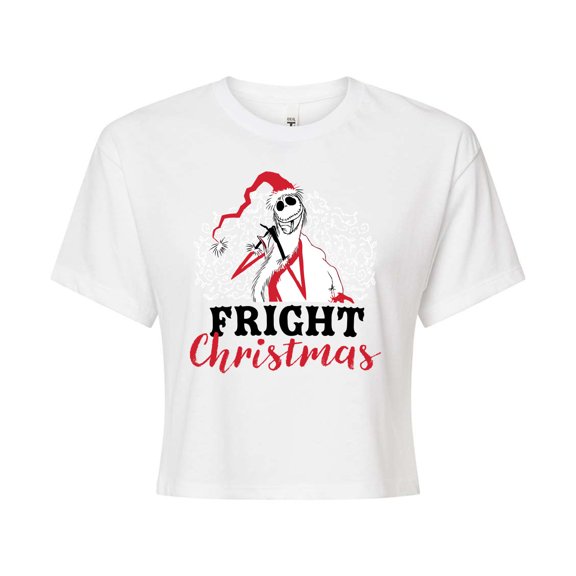 The Nightmare Before Christmas - Fright Christmas - Juniors Cropped Cotton Blend T-Shirt