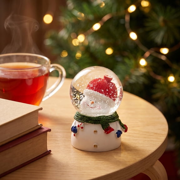 Christmas Snow Globe, Light Up Resin Glass Snowball Ornament, Holiday Desktop Decor Gift For Teens