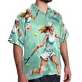 thumbnail image 2 of Tennis Men's Short Sleeve Beach Shirts Poplin Spread Collar Tops Casual Printed Button Down Summer Unisex, 2 of 6