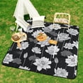 thumbnail image 6 of Elegant Monochrome Lotus Flower Pattern Waterproof Picnic Blanket with Foldable Zipper, Suitable for Outdoor Use, Suitable for Travel, Camping, Beaches, Parks, Grasslands, Picnic Blanket Accessories, 6 of 7