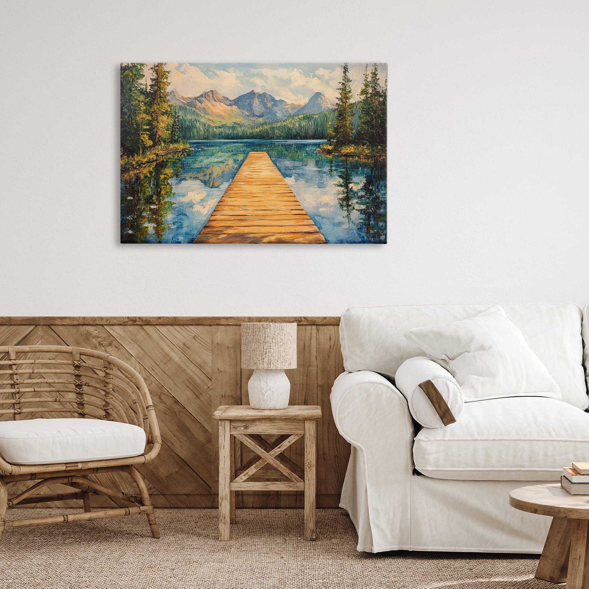Stupell Industries Dock in The Mountains Canvas Wall Art, design by Petal Prints Design
