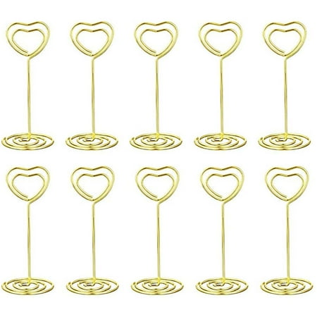 

Table Number Card Holder 10 Heart-Shaped Table Photo Holders Table Picture Holder Position Card Holder Suitable For Wedding Party Party Desk Paper Menu Holder