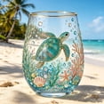 thumbnail image 6 of ufehgfjh Glass Cup Cute Glass Cups Decorative Stemless Wine Glass Printed Glass Cup with Gold Rim Turtle Floral Elegant Drinking Glass for Wine for Restaurant Dormitory Apartment, 6 of 8
