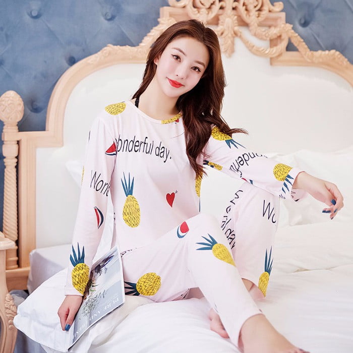 CLEARANCE LEDORA Sleepwear Pyjamas Cartoon Long Sleeve Pajamas Dress Baju Tidur Piyama Walmart