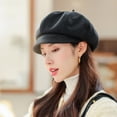 thumbnail image 4 of Gorro de vendedor de periódicos para mujer, sombreros de invierno, sombreros Baker Boy ajustables para damas, boina para mujer, gorro de vendedor de periódicos, gorra francesa, clásico, otoño,, 4 of 6