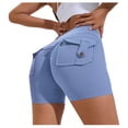 thumbnail image 2 of Spring Saving GaThRRgYP Yoga Shorts with Pockets,Women's Solid Color Cargo Pocket Hip Lift Fitness High Waist Stretch Exercise Yoga Pants, 2 of 3