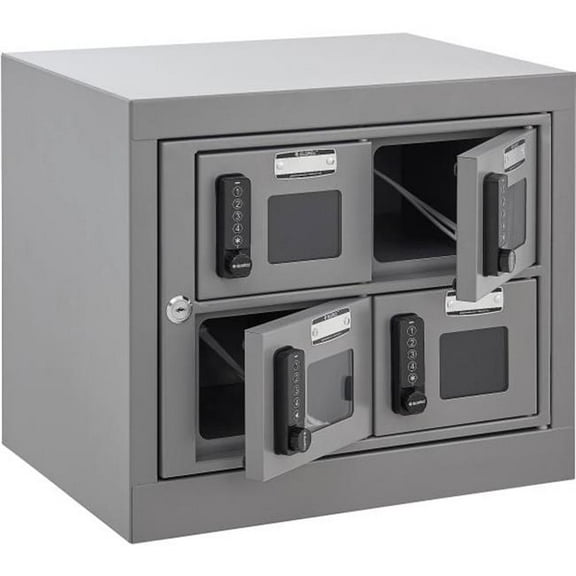 Global Industrial 2-Tier 4 Door Clear View Cell Phone Charging Locker Digital Lo