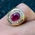 thumbnail image 2 of Gems Jewels 3.00 Ctw Oval Cut Red Ruby & Diamond Wedding Anniversary Engagement Band Cluster Ring 14K Yellow Gold Plated 925 Sterling Silver 925 Sterling Silver For Men's -6.5, 2 of 4