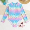 thumbnail image 2 of mgoYE Swimsuit for Girls Size 14 Girls' Sparkle One-Piece Swimsuit 7-12Y Rash Guard Shimmer Bathing Suit for Beach Pool(Blue,7-8 Years), 2 of 5