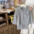 thumbnail image 5 of Cethrio Girls Pajama Sets Long Sleeve, Spring Fall 2 Piece Casual Breathable Girls' Sleepwear Gray Size 3-4T, 5 of 7
