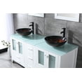 thumbnail image 5 of Wonline White 60" Bathroom Vanity Wood Cabinet w/ Glass Vessel Sink Bowl Oil Faucet Drain Combo, 5 of 7