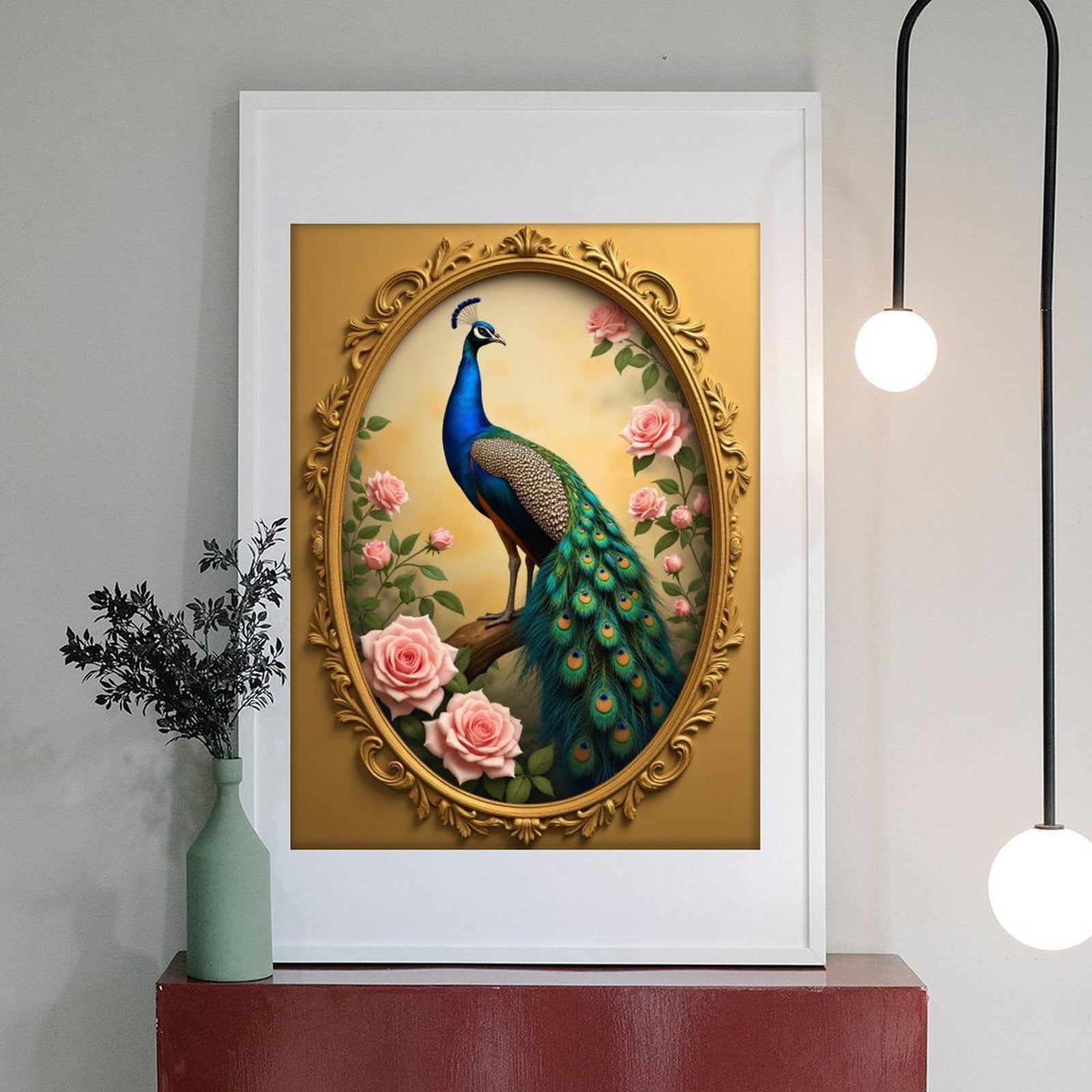 Diamond Art Kits for Adults - 5d Elegant Peacock With Pink Roses Diamond Painting for Adults, Diamond Art for Adults Beginners, Diamond Painting Kits for Adults for Home Wall Decor
