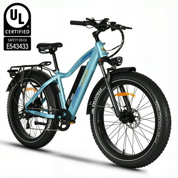 Oiios Quanta Electric Bike Fat Tire Ebike for Adults - 750W 45km/h - UL Certified 48V 15.6Ah Long Range - Blue - Hydraulic Brakes