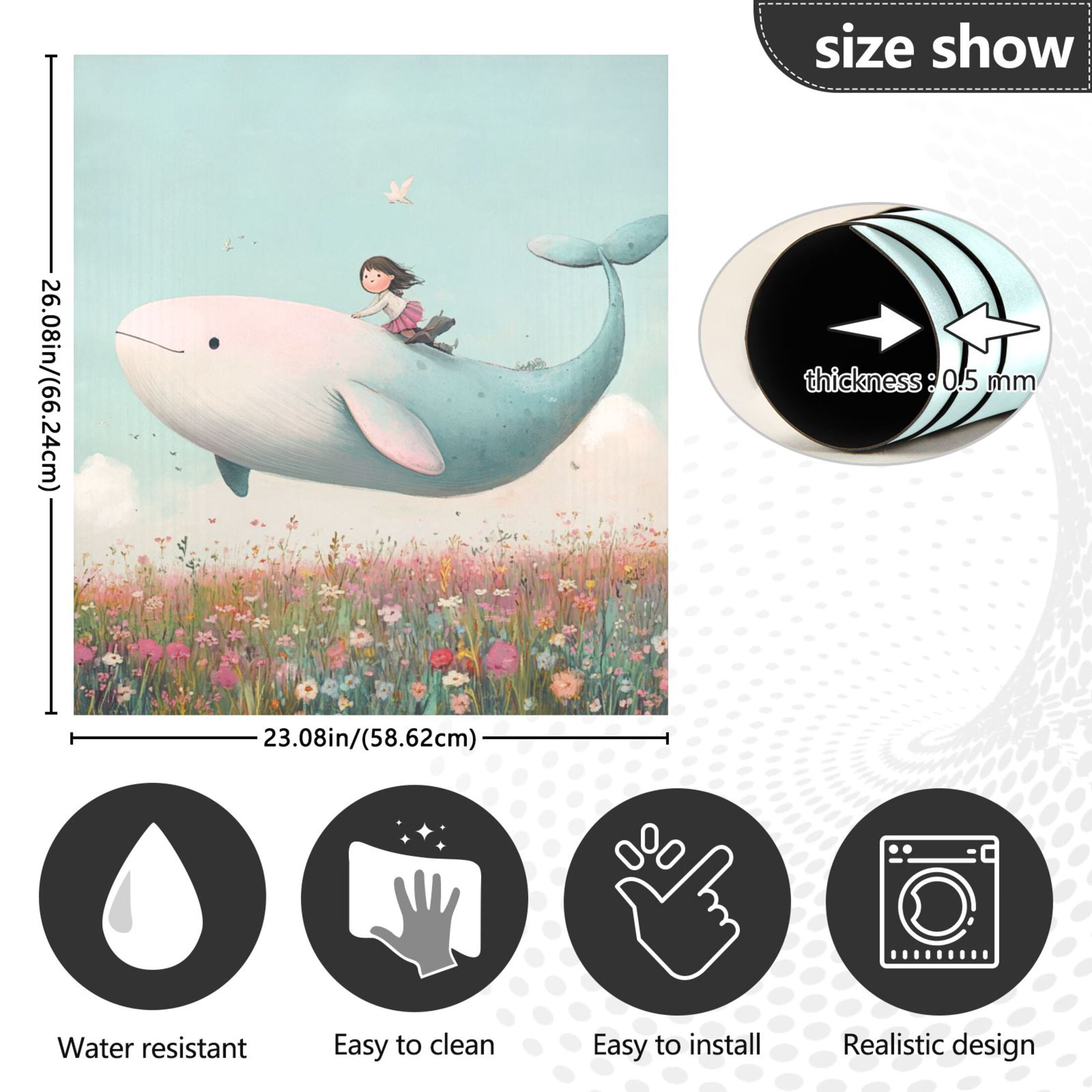 Dishwasher Magnetic Sticker 23x26 Inch Refrigerator Magnetic Sticker Washing Machine Magnetic Sticker Kitchen Panel Magnetic Sticker Home Decor Flying Fish