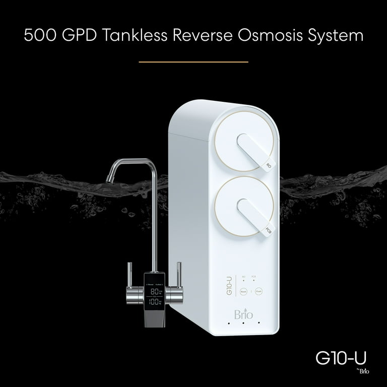 Tankless Reverse Osmosis Water Filtration System, Smart Faucet, 2:1 Pure to Drain Ratio, 500 GPD Tankless Reverse Osmosis Water Filtration System, Smart Faucet, 2:1 Pure to Drain Ratio, 500 GPD