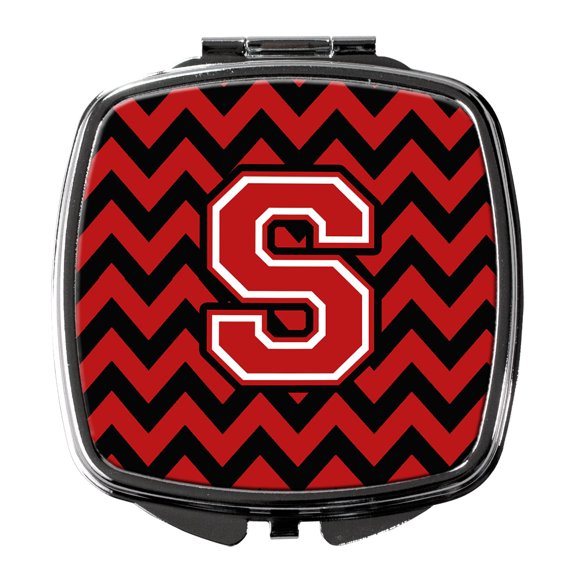 Letter S Chevron Black and Red Compact Mirror