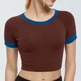 thumbnail image 2 of SAWOBUUN Women Contrast Cute Crop Tops Raglan Sleeves Round Neck Slim Fit Summer T Shirts, 2 of 5