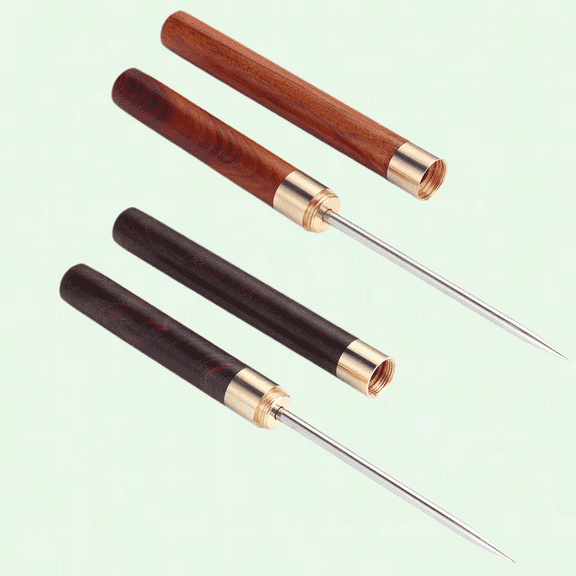 2-Pack Stainless Steel Ice Pick with Safety Cover, 9 Inch Tool for Breaking Ice, Non-slip Wooden Handle, Kitchen, Bar, Bartending, Picnic, Camping, Restaurant