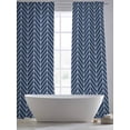 thumbnail image 5 of Navy Blue Geometric Sheer Curtains 108 Inch Length 2 Panels Set Window Treatments, Modern Pure Color Abstract Striped Rod Pocket Semi Curtains for Living Room/Bedroom/Kitchen Décor, 104"W x 108"L, 5 of 7