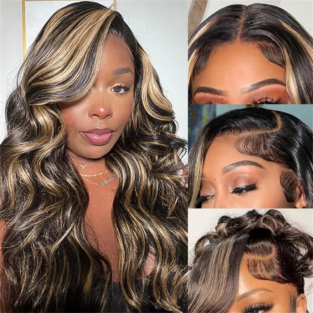 200 Density Highlight Body Wave Wig Human Hair 13x4 Hd Lace Frontal Wig 1B/27 Honey Blonde