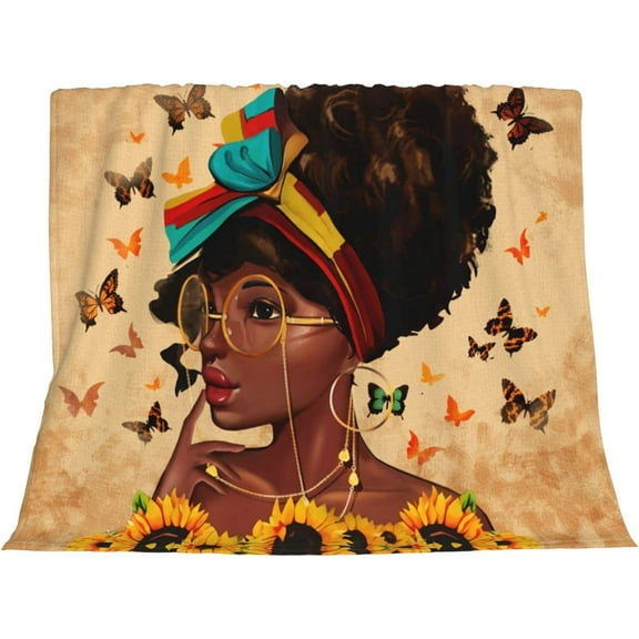 African American Woman Throw Blankets for Men Women Kid Blanket Cozy Machine Washable 60x50 Inch