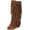 Yellow, variant on Women's Fringe Western Boots Ladies Fashion Hidden Heel Knee-high Boots Casual Round Toe Platform Tassel Boots